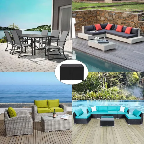 Vista 3 de Fundas resistentes para muebles de patio, impermeables, de 24 x 24 x 24 pulgadas, juego de fundas para muebles de patio, fundas para muebles