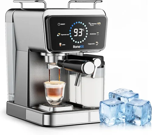 Máquina de Espresso con Tanque de Leche Automático, Máquina de Espresso Frío y Capuchino, Máquinas de Café Espresso de 20 Bar, Pantalla Táctil con