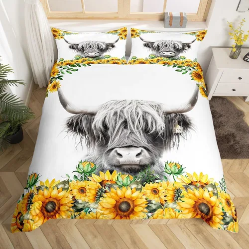 Vista 32 de Juego de ropa de cama estampada con diseño de perro y mi lado, tamaño King, diseño de pareja, color negro y blanco, juego de ropa de cama de perro