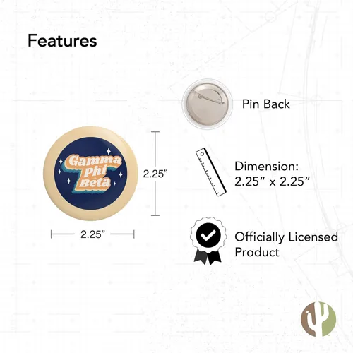 Vista 2 de Desert Cactus Gamma Phi Beta Buttons Pin Back Badge Sorority 3 Pieces of Variety 2.25-inch