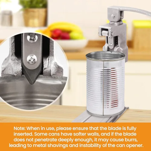 Vista 5 de MoHern Abrelatas comercial resistente, abrelatas industrial para latas #10, abrelatas manual con base de acero chapado para restaurante, tienda