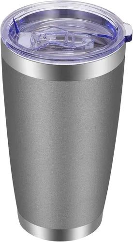 Vaso Vegond de acero inoxidable, con tapa y popote, 12 onzas, doble pared con aislamiento al vacío, taza de café reutilizable, para viaje