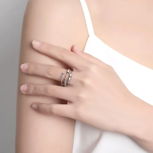 Vista 8 de Anillos de código morse para mujer, anillo giratorio de acero inoxidable, anillos para ansiedad, anillo de código morse, regalos inspiradores