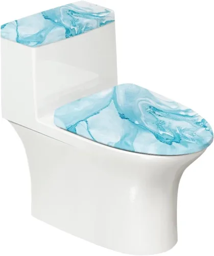 Vista 29 de Juego de 2 fundas de tapa de inodoro y cubierta de tanque de mármol, decoración blanca para decoración de baño, lavable a máquina, fácil de limpiar