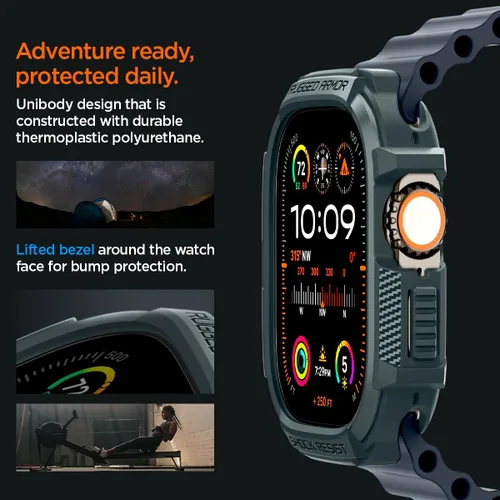 Vista 5 de Spigen Funda resistente para Apple Watch Ultra 4/3/2/1 de 1.929 in Abyss Verde