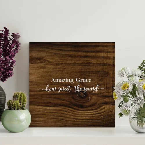 Madcolitote Rustic Bible Verse Christian Wood Signs Amazing Grace How Sweet The Sound Wall Art Retro Scripture Wood Plaque Farmhouse Wall Decor for
