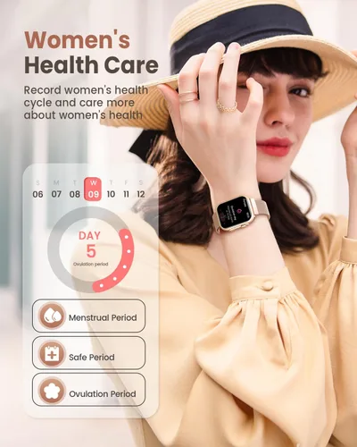 Vista 9 de Smart Watch for Women for iPhone Android: 1.85"Smartwatch with Make/Answer Call Sleep Heart Rate SpO2 Blood Pressure Monitor IP68 Waterproof