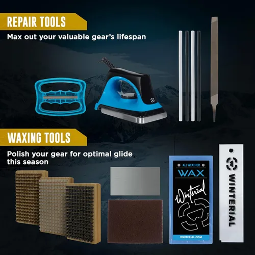 Vista 5 de Winterial Snowboard and Ski Tuning Kit, with Iron, All-Temp Snowboard Wax, Angled Edge Tuner File