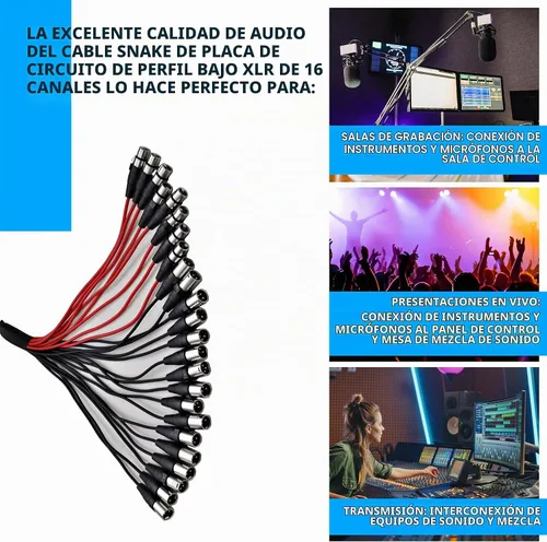 Vista 5 de Seismic Audio Altavoces de 16 canales de bajo perfil XLR Enviar placa de circuito Cable de serpiente, cable divisor XLR, 100 pies
