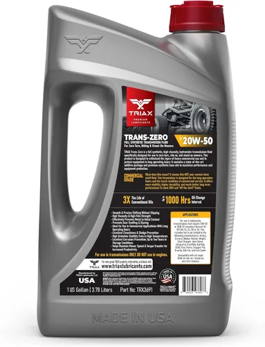 Vista 2 de TRIAX Trans Zero 20W-50 Aceite de transmisión hidrostático totalmente sintético para cortacésped de giro cero (1 galón)