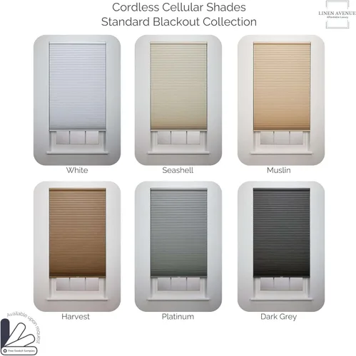 Vista 6 de Linen Avenue Persiana Celular Opaca Estándar Inalámbrica 18" A x 48" Al, Harvest (Llega 1/4" Más Estrecha)