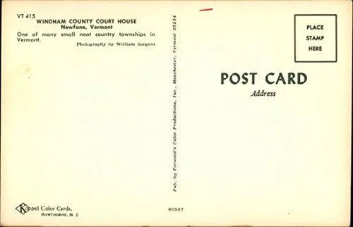 Vista 2 de Windham County Court House Newfane, Vermont VT Original Vintage Postcard