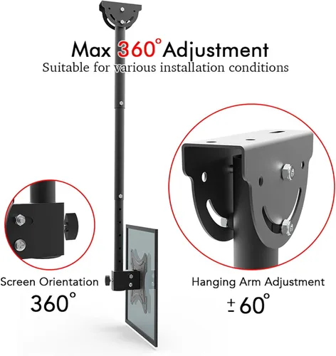 Vista 4 de Soporte de techo para TV que se adapta a la mayoría de televisores de pantalla plana LED, LCD OLED de 32 a 55 pulgadas, soporte de pared universal
