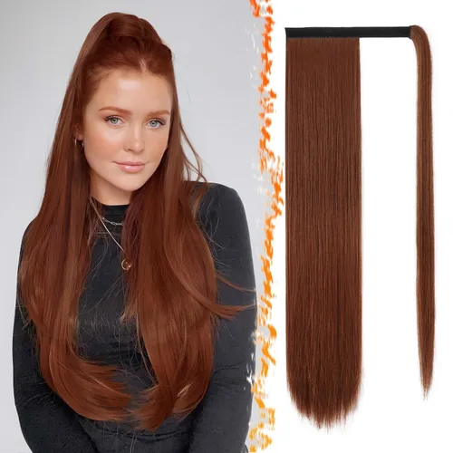 Vista 55 de BARSDAR Extensión de Cola de Caballo Corta y Recta - Extensiones de Cabello de Cola de Caballo con Cordón de 14 Pulgadas en Negro para Mujeres