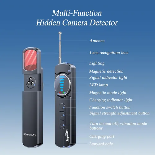 Vista 5 de Detector de cámara oculta, detector de insectos y cámara oculto, detector de rastreador de insectos y GPS, protector de privacidad portátil