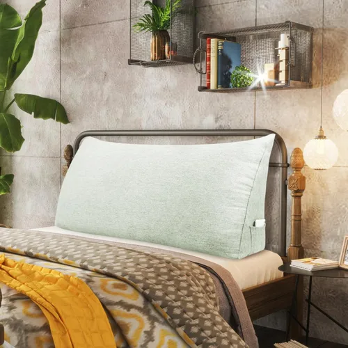 Vista 17 de Almohada de cuña para cabecero tamaño matrimonial XXL, almohada para respaldo de cama, cojín de respaldo para leer, ver la televisión, trabajar