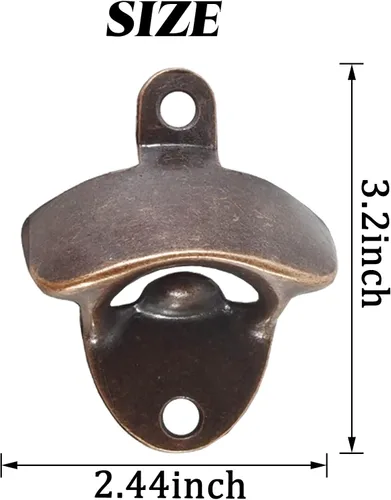 Vista 2 de ROYHOO Abrebotellas de pared, 16 piezas, abridor de cerveza vintage con tornillos de montaje, juego para tapa de cerveza, botella de Coca-Cola