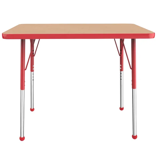 Vista 186 de FDP - Mesa rectangular para actividades escolares y de oficina (24 x 36 pulgadas), patas estándar con deslizadores giratorios, altura ajustable