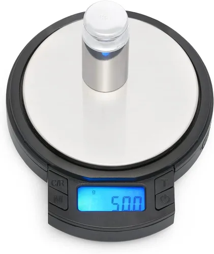 Vista 7 de American Weigh Scales AXIS-100 Báscula digital de bolsillo, acero inoxidable, pantalla LCD retroiluminada, luz USB, 3.53 oz x 0.00 oz