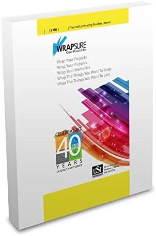 USI WrapSure - Bolsas de laminación térmicas (calientes), tamaño de menú, 5 mil de grosor, 12 x 18 pulgadas, brillo transparente, paquete de 100