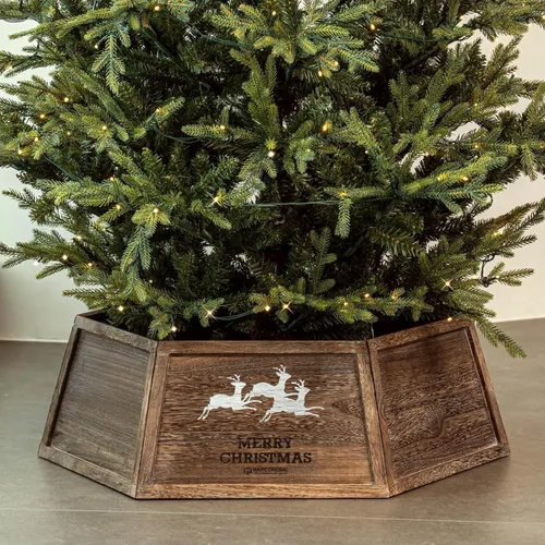 Vista 9 de HarcoHome Collar de Árbol de Navidad de Metal con Copo de Nieve 3D Auténtico, Base de Hierro Hexagonal Resistente para Árbol de Lápiz, Anillo