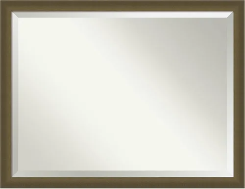 Vista 17 de Amanti Art Espejo de baño de bronce para sobre fregadero, 28 x 22 pulgadas, espejo rectangular estrecho de bronce claro Blaine, marco moderno medio
