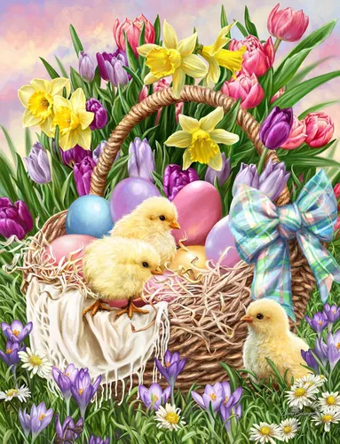 Springbok Basket Full of Spring - Rompecabezas de 500 piezas para adultos y familia, huevos de Pascua y pollitos, piezas de corte único, fabricado