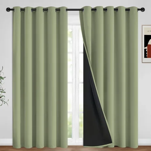 Vista 94 de Yakamok Cortinas 100% opacas para dormitorio, 2 paneles, cortinas de ventana completamente opacas, paneles de ventana con aislamiento térmico