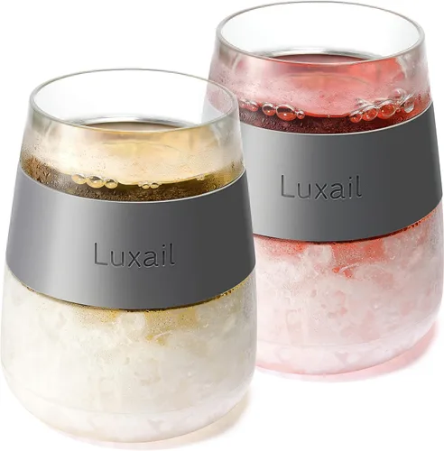 Vista 11 de luxail Copas de vino, juego de 2 copas de vino de plástico, regalos de vino, vaso de congelador con aislamiento de doble pared, copas para Coral