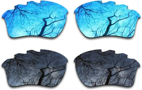 ToughAsNails 2 pares de lentes polarizadas de repuesto para Oakley Half Jacket 2.0 XL ventilado negro y azul hielo, Azul (Ice Blue), talla única