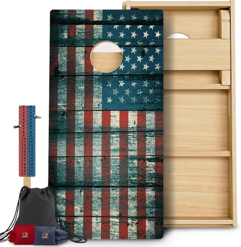 Vista 78 de BackYardGamesUSA Juego de tablas de Cornhole Pro Fabricado en Estados Unidos Abedul báltico 3/4 Sin rebote Patas triples gruesas Dos 2