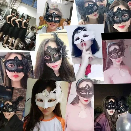 Vista 4 de oceanwidetec Cosplay Costumes Masquerade Mask, Masquerade Mardi Gras Half Face Cover for Dance Party Halloween Thanksgiving