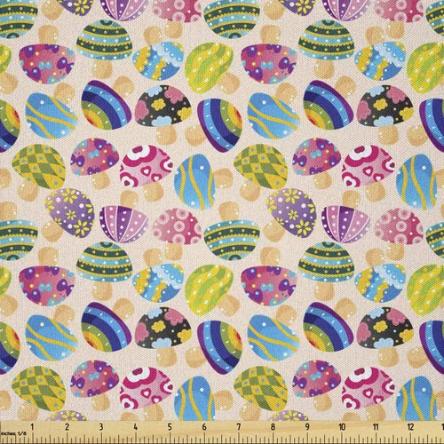 Ambesonne Mushroom Fabric by The Yard, Colorful Mushroom Vibrant Display Ingredient Variety Fun Design, Microfiber Fabric for Arts and Crafts