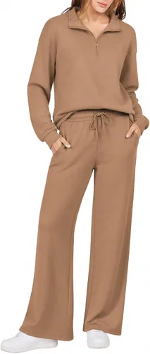 Vista 16 de Ekouaer 2 Piece Sets for Women Half Zip Lounge Sets Matching Fall Outfits Black