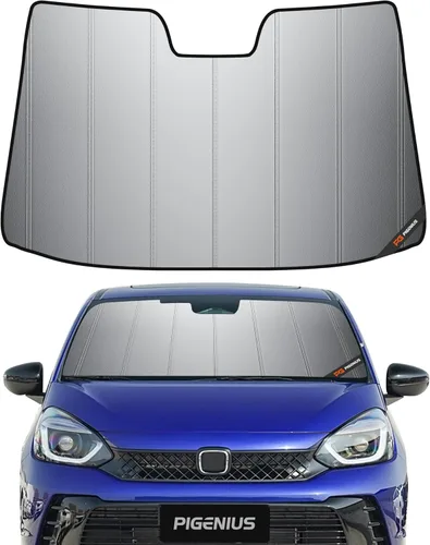 Vista 8 de Pigenius Parasol para parabrisas Honda Civic Coupe 2006-2011, acabado de cuero gris premium