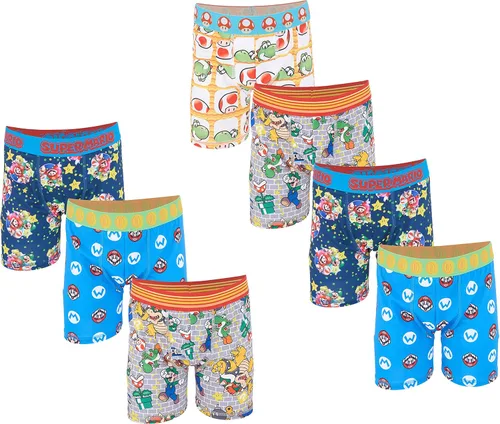 Nintendo Boys' Super Mario Boxer Briefs Available in Multipacks, Sizes 4, 6, 8, 10 and 12
