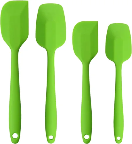 Vista 14 de Juego de 6 espátulas de silicona, espátula de cuchara de goma, resistente al calor, diseño de una pieza, espátula sin costuras, raspadores Negro