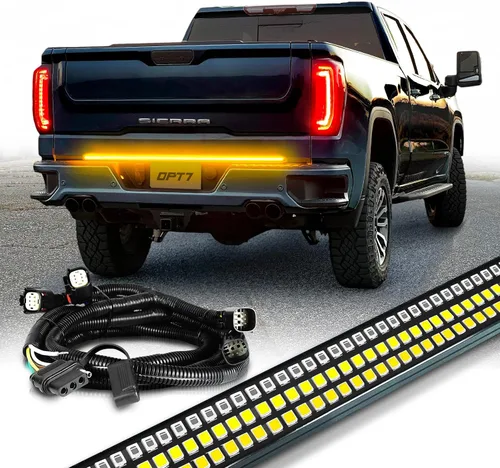 OPT7 Paquete Plug'n'Play para GMC Sierra 1500 2019-2021 con portón trasero eléctrico – Barra de luz LED Redline de 48 pulgadas para portón trasero