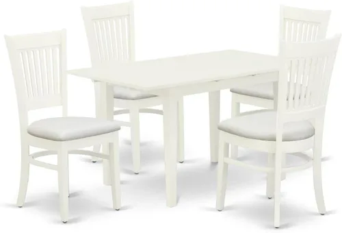 Vista 32 de East West Furniture NFVA3-BLK-C - Juego de comedor de 3 piezas que contiene una mesa de comedor rectangular con hojas de mariposa y 2 sillas