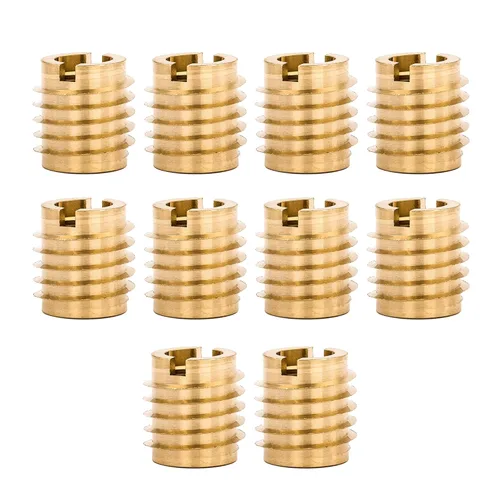 Vista 18 de E-Z LOK Inserto roscado para cuchillo para madera dura, insertos de rosca de latón 1/4-20 roscas internas, 0.500 pulgadas de longitud, paquete de 25