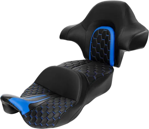 Vista 17 de Asiento de pasajero de una pieza de dos piezas para Harley Touring Road King Street Glide Road Glide 2009-2023 Electra Glide Tri Glide Ultra Classic
