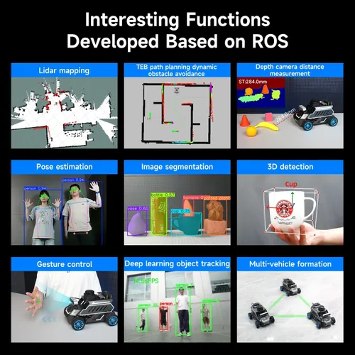 Vista 2 de Yahboom ROSMASTER A1 ROS2 Robot Car con chasis de dirección Ackerman Ultimate-Sin Jetson ORIN Nano Board