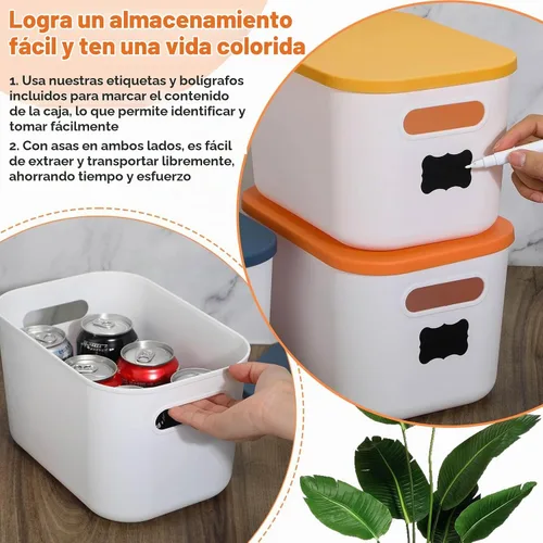 Vista 6 de Thyle Paquete de 12 cubos de almacenamiento de plástico azul y blanco