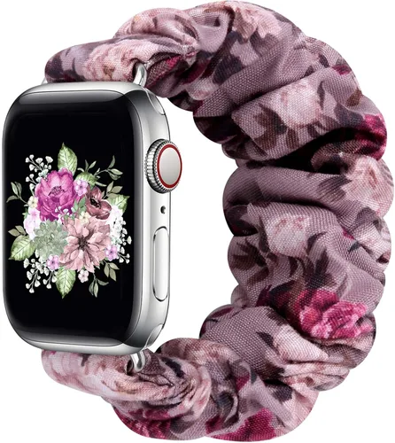Vista 20 de Greatfine - Correa elástica para reloj Apple Watch Scrunchie de 38mm 40mm 42mm 44mm, correa elástica suave, con iWatch Series 6 SE 5 4 3 2 1, S L