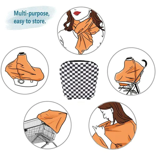 Vista 3 de Little Jump Funda multiusos para asiento de automóvil para bebé, funda de lactancia transpirable, toldo de asiento de coche de alta elasticidad