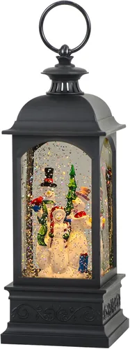 Vista 8 de Eldnacele Linterna de globo de nieve musical de Santa con temporizador de 6 horas, lámpara iluminada que canta, funciona con batería y USB, agua