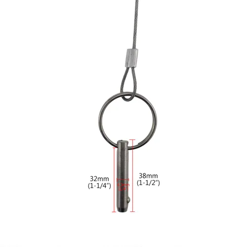 Vista 3 de 4 piezas de herrajes de grado marino, pasador superior Bimini, pasador de liberación rápida de 1/4 pulgadas de diámetro con cierre antipérdida