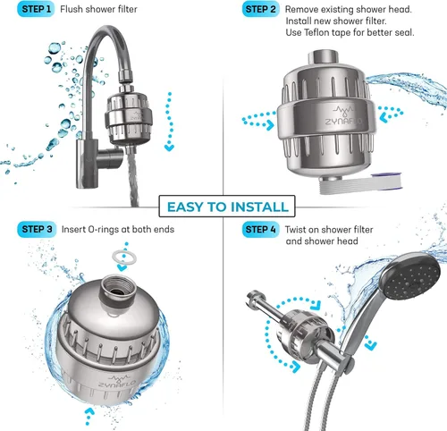 Vista 7 de Filtro de ducha de 15 etapas para agua dura, cloro y metales pesados