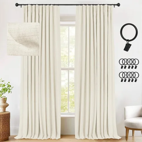 Vista 41 de INOVADAY Cortinas térmicas para puerta corredera 100% opacas para dormitorio, cortinas de puerta corrediza de vidrio extra anchas para patio, lino