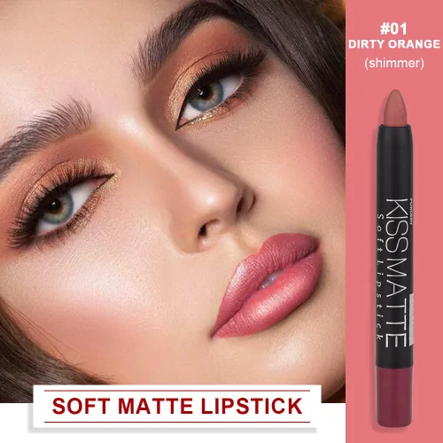 Vista 2 de BINGBRUSH Smooth Juego de Lápices Labiales de Larga Duración, Barra de Color Mate Crayón Labial Definitivo para Colección de Maquillaje - Brillo 01#